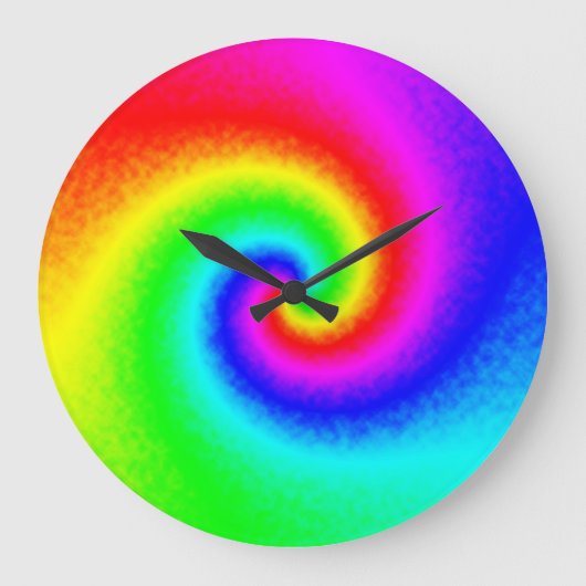 ヴィンテージヒッパイボホ絞り染めトワサイケデリックリル ラージ壁時計 (正面)