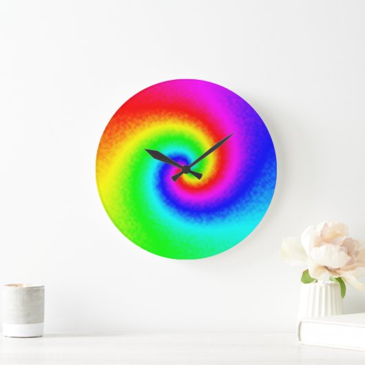 ヴィンテージヒッパイボホ絞り染めトワサイケデリックリル ラージ壁時計 (ホーム)