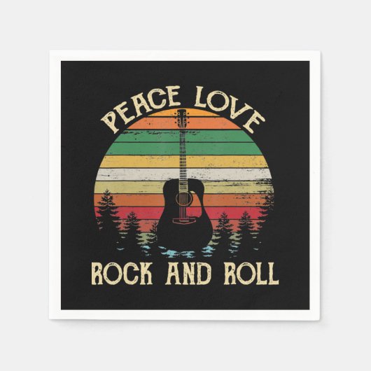 ヴィンテージヒッパイヴァンフラワーバスピースラブ スタンダードカクテルナプキン (正面)