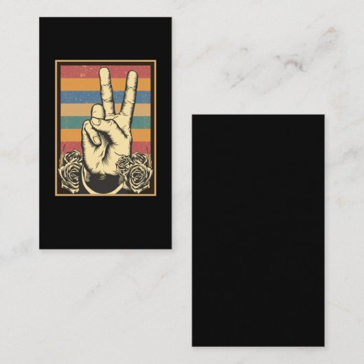 ヴィンテージヒッピーハンドピースサイン 名刺 (正面/裏面)