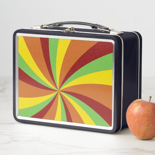 ヴィンテージヒッピーレトロスタイル渦巻模様 メタルランチボックス (インサイチュ)