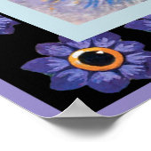 ヴィンテージヒッピー花猫ポスタープリント ポスター (角)