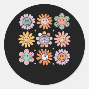 ヴィンテージヒッピー60S 70Sスマイル顔フラワーGroovy Ch ラウンドシール