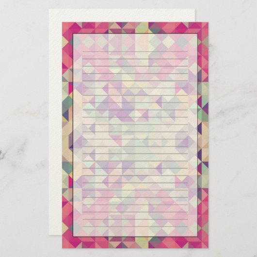 ヴィンテージヒップスターの幾何学的パターン。 便箋 (正面/裏面)