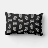 ヴィンテージヒッポプリントパターンヒッポタムスアートブラック ランバークッション (裏面)