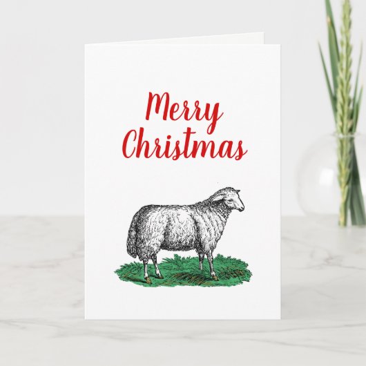 ヴィンテージヒツエウファームアニマルズスケッチCクリスマス シーズンカード (正面)