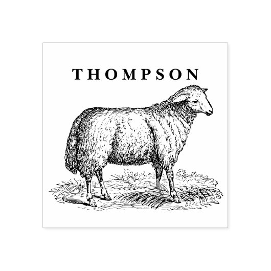 ヴィンテージヒツエウファームアニマルズスケッチC名 ラバースタンプ (インプリント)