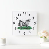 ヴィンテージヒツエウファームアニマルズスケッチC スクエア壁時計 (ホーム)