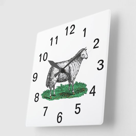 ヴィンテージヒツエウファームアニマルズスケッチC スクエア壁時計 (傾斜)