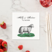 ヴィンテージヒツエウファームアニマルズスケッチC スタンダードカクテルナプキン (インサイチュ)