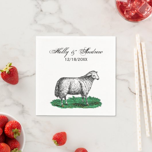 ヴィンテージヒツエウファームアニマルズスケッチC スタンダードカクテルナプキン (インサイチュ)