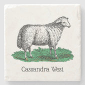 ヴィンテージヒツエウファームアニマルズスケッチC ストーンコースター (正面)