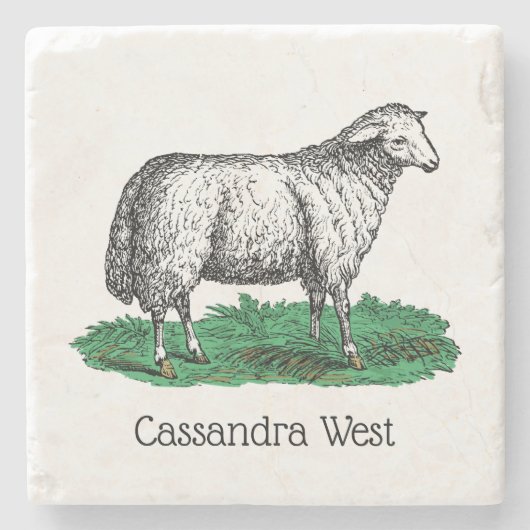 ヴィンテージヒツエウファームアニマルズスケッチC ストーンコースター (正面)