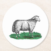 ヴィンテージヒツエウファームアニマルズスケッチC ラウンドペーパーコースター (正面)