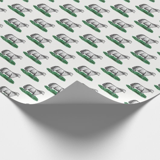 ヴィンテージヒツエウファームアニマルズスケッチC ラッピングペーパー (角)