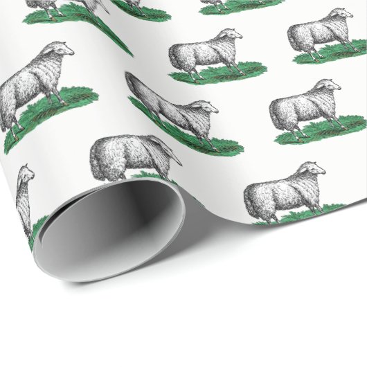 ヴィンテージヒツエウファームアニマルズスケッチC ラッピングペーパー (ロールコーナー)