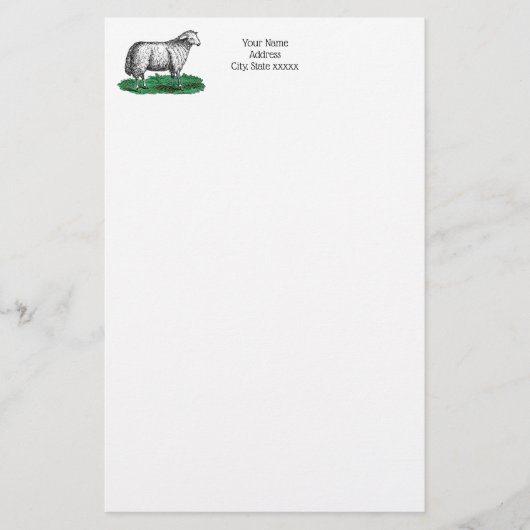 ヴィンテージヒツエウファームアニマルズスケッチC 便箋 (正面)