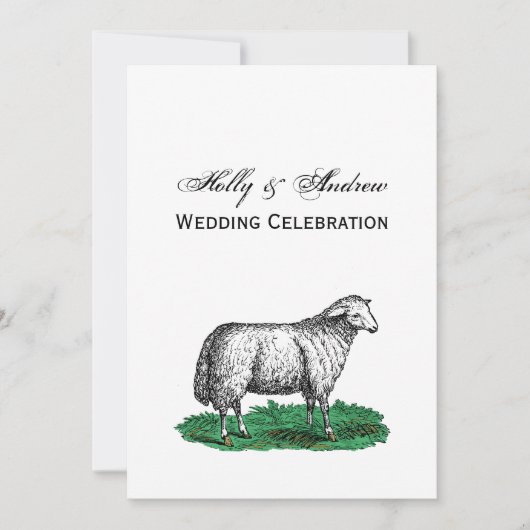 ヴィンテージヒツエウファームアニマルズスケッチC 招待状 (正面)