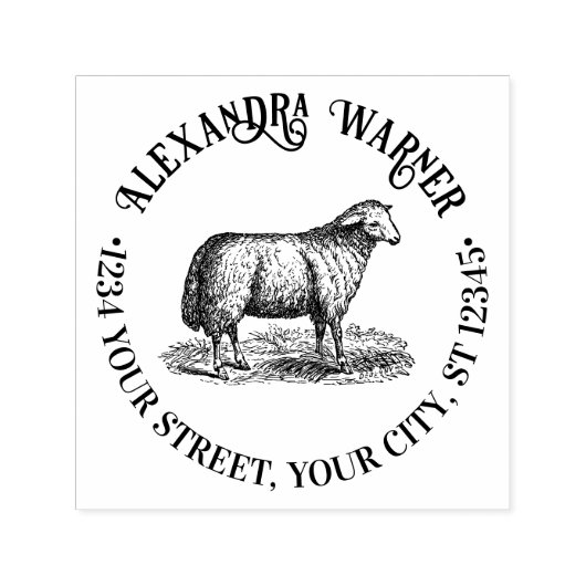 ヴィンテージヒツエウファームアニマルズネーム差出人住所 セルフインキングスタンプ (デザイン)