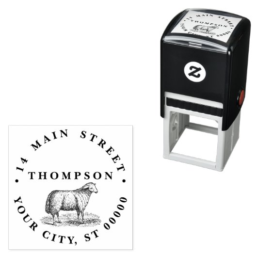 ヴィンテージヒツエウファーム動物スケッチCアドレス セルフインキングスタンプ (インサイチュ)