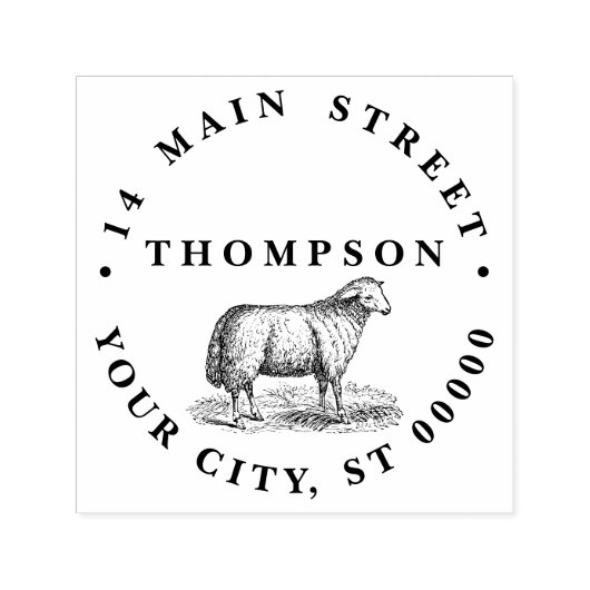 ヴィンテージヒツエウファーム動物スケッチCアドレス セルフインキングスタンプ (デザイン)
