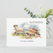 ヴィンテージヒツジとヒヨコの復活祭の挨拶 シーズンカード (スタンド正面)