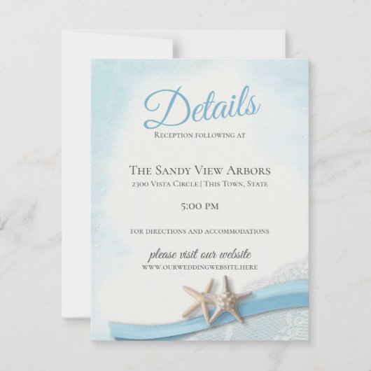 ヴィンテージヒトデとレースとハート詳細 招待状 (正面)