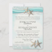 ヴィンテージヒトデ熱帯ビーチ 素朴 招待状 (正面)