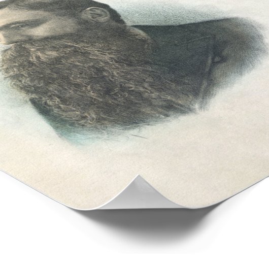 ヴィンテージヒト自然/技術ヘッドイラストレーション ポスター (角)