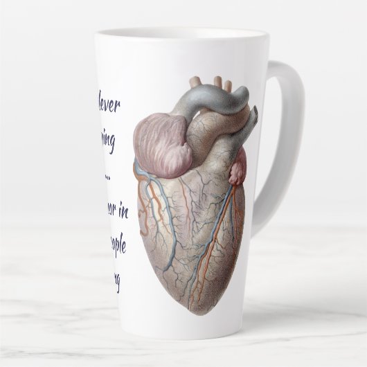 ヴィンテージヒト解剖学ハート器官ヘルシー カフェラテマグ (右アングル)