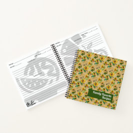 ヴィンテージヒマワリとトンボレシピ ノートブック