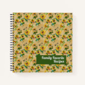 ヴィンテージヒマワリとトンボレシピ ノートブック (正面)