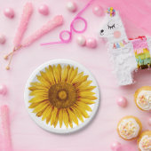 ヴィンテージヒマワリハッピーフラワー ペーパープレート (パーティー)