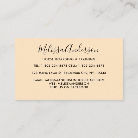 ヴィンテージヒマワリパーソナライズされたス馬術 名刺 (裏面)