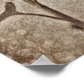 ヴィンテージヒマワリピンクセピア茶色素朴感 ポスター (角)