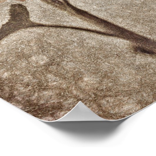 ヴィンテージヒマワリピンクセピア茶色素朴感 ポスター (角)