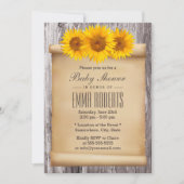 ヴィンテージヒマワリ古木木赤ちゃんシャワー 招待状 (正面)