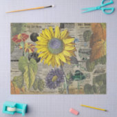 ヴィンテージヒマワリ園芸アッドエフェメラ 薄葉紙 (クラフト)