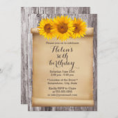 ヴィンテージヒマワリ旧巻木誕生日パーティー 招待状 (正面/裏面)