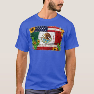 ヴィンテージヒマワリ米国国旗メキシコFl Tシャツ