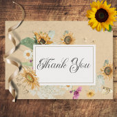 ヴィンテージヒマワリ結婚フローラ サンキューカード