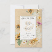 ヴィンテージヒマワリ結婚フローラ セーブザデート (正面)