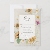 ヴィンテージヒマワリ結婚フローラ 出欠カード (正面)