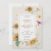 ヴィンテージヒマワリ結婚フローラ 招待状 (正面)