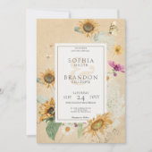 ヴィンテージヒマワリ結婚フローラ 招待状 (正面)