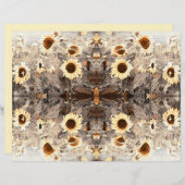 ヴィンテージヒマワリ黄褐色セピアアート (正面/裏面)