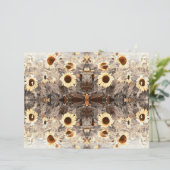 ヴィンテージヒマワリ黄褐色セピアアート (スタンド正面)