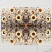 ヴィンテージヒマワリ黄褐色セピアアート (正面)