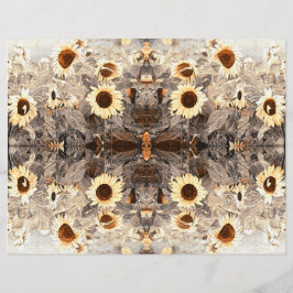 ヴィンテージヒマワリ黄褐色セピアアート