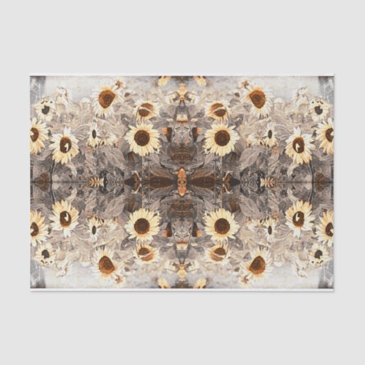 ヴィンテージヒマワリ黄褐色セピアアート 薄葉紙 (正面)